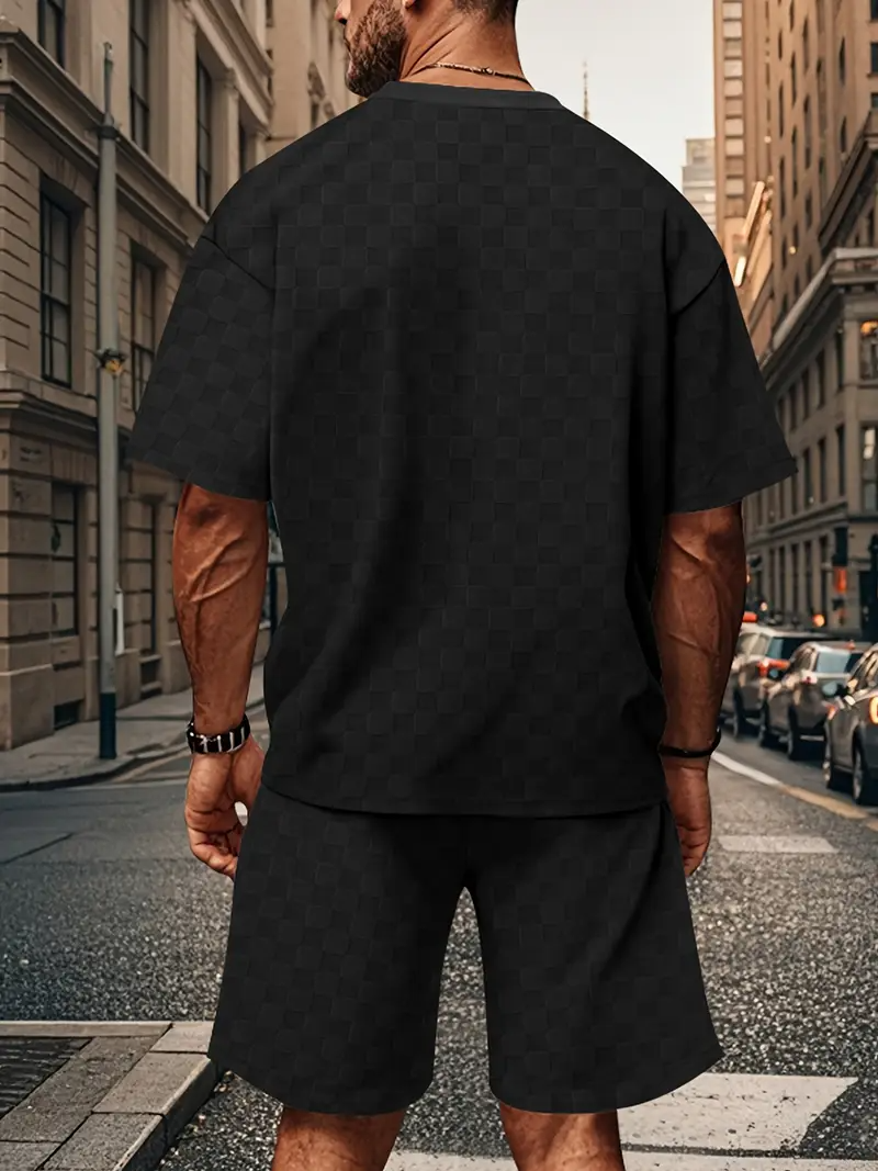 Men's Set | Trendy & Comfortable | Checkered Overall & Leisure Set | 2-Piece