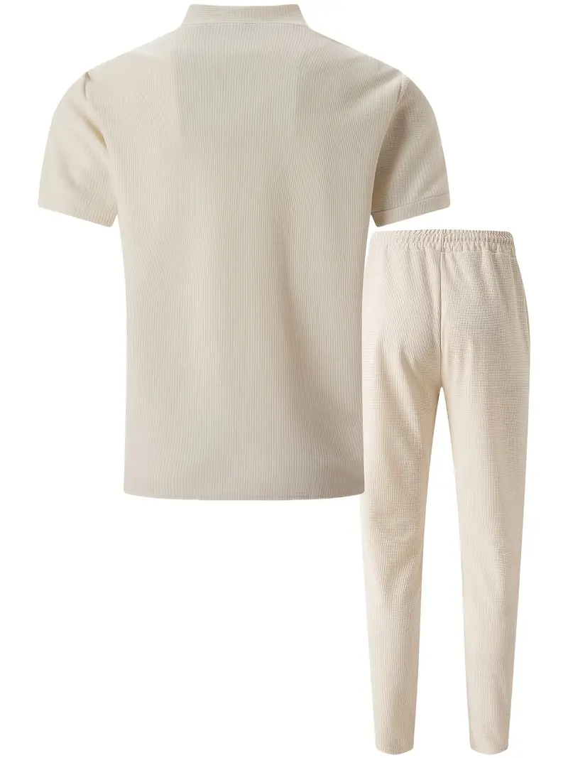 Men's set | Modern & Versatile | Zip-Up Shirt & Pants | Solid Colour