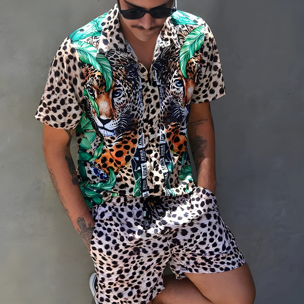 Men's Summer Set | Hawaii Shirt & Shorts | Two-piece Beach Set | Button-down & Print