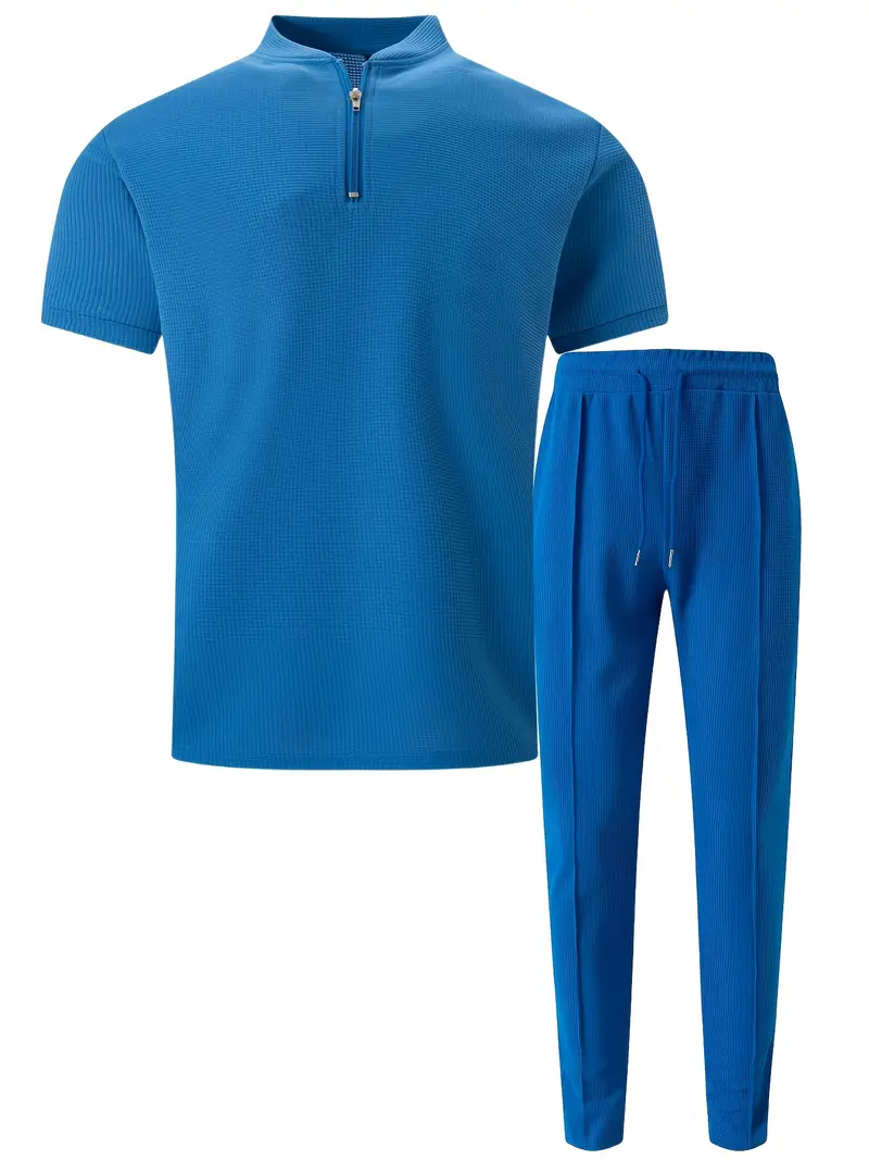 Men's set | Modern & Versatile | Zip-Up Shirt & Pants | Solid Colour