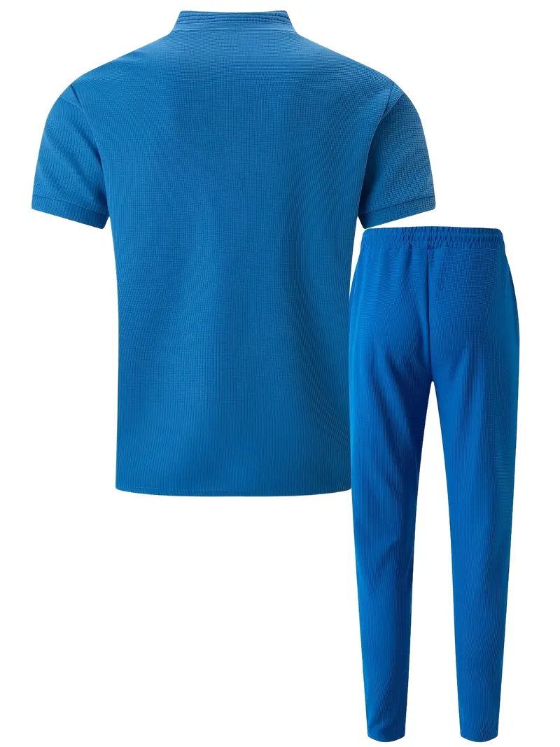 Men's set | Modern & Versatile | Zip-Up Shirt & Pants | Solid Colour