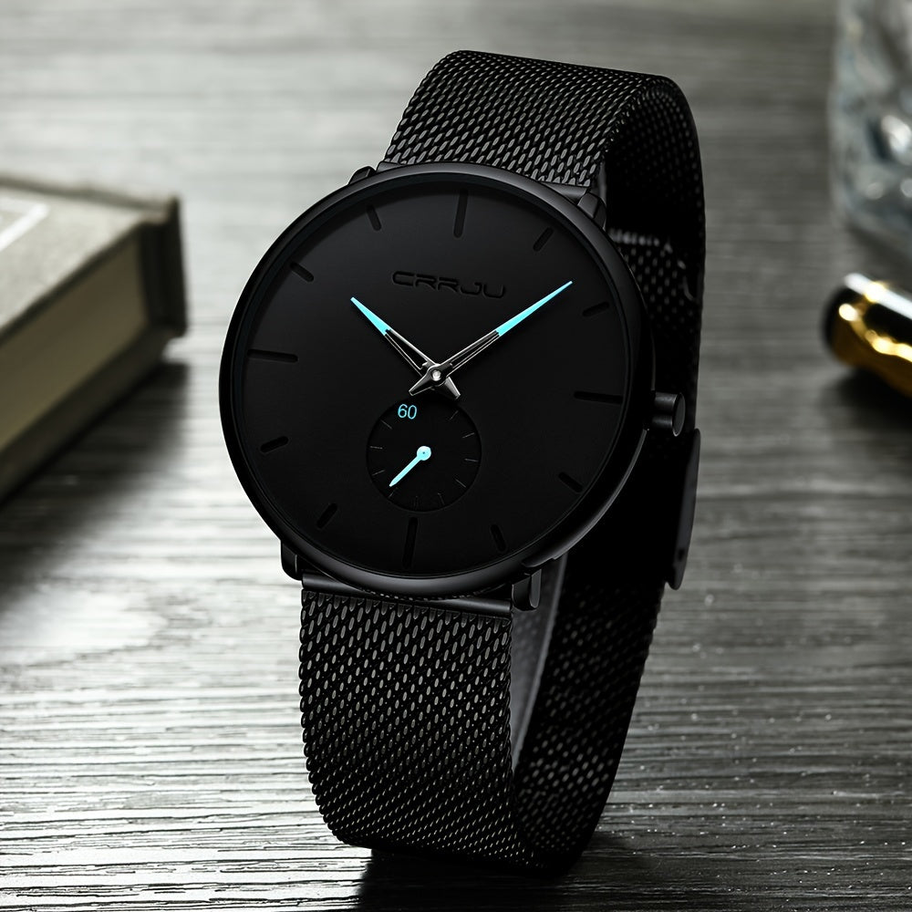 Elegant quartz watch for men with ultra-thin stainless steel bracelet | Timo