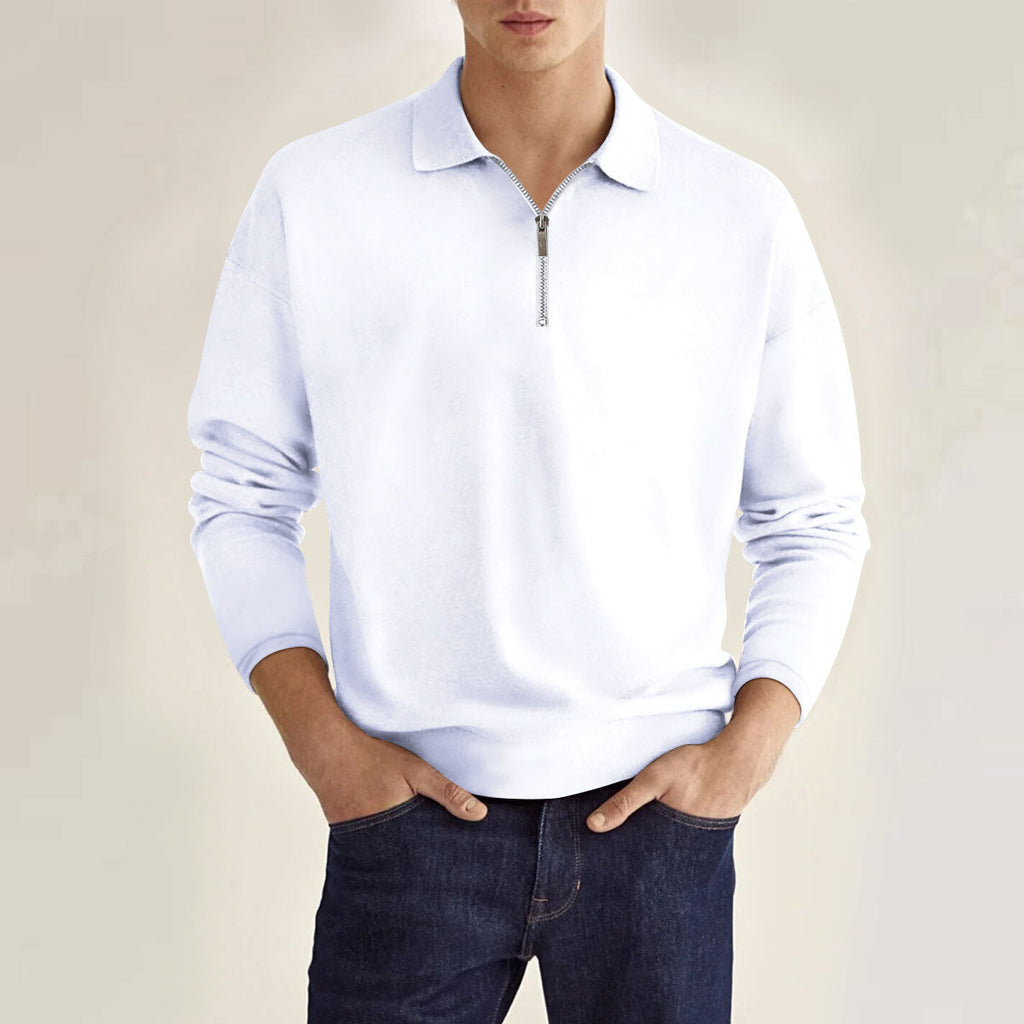 Classic Long Sleeve Zipper Polo Shirt for Men with urabn elegance and unique design | Luuk