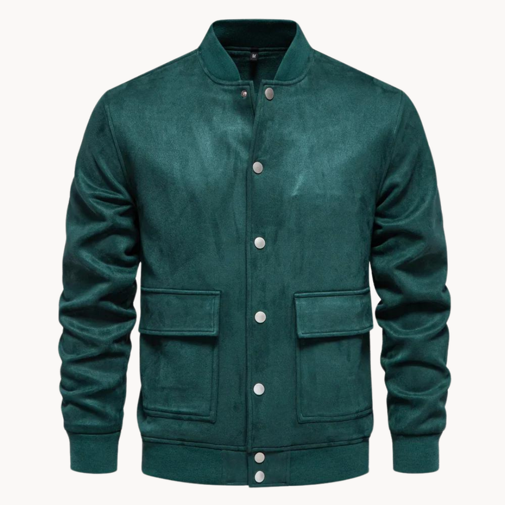 Luxury suede bomber jacket for men with sleek design and timeless elegance | Boaz