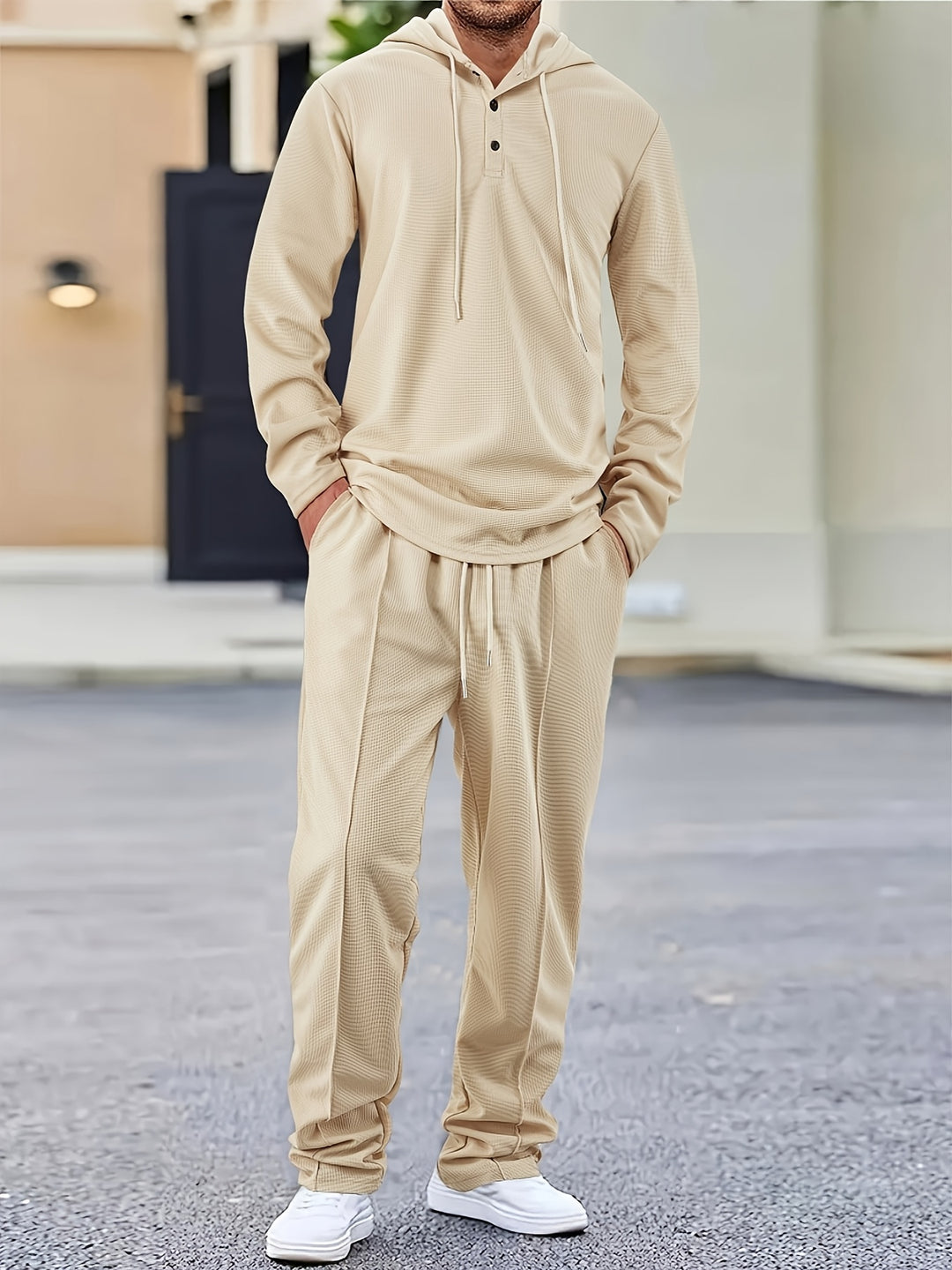 Men's Two-piece Set | Hooded Sweatshirt & Drawstring Trousers | Casual & Comfortable | Spring