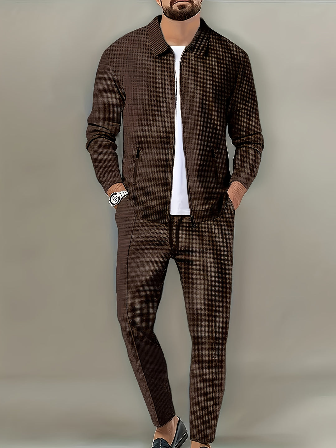 Men's Sports Set | Polyester Knitted | Zip-up | Breathable & Lightweight