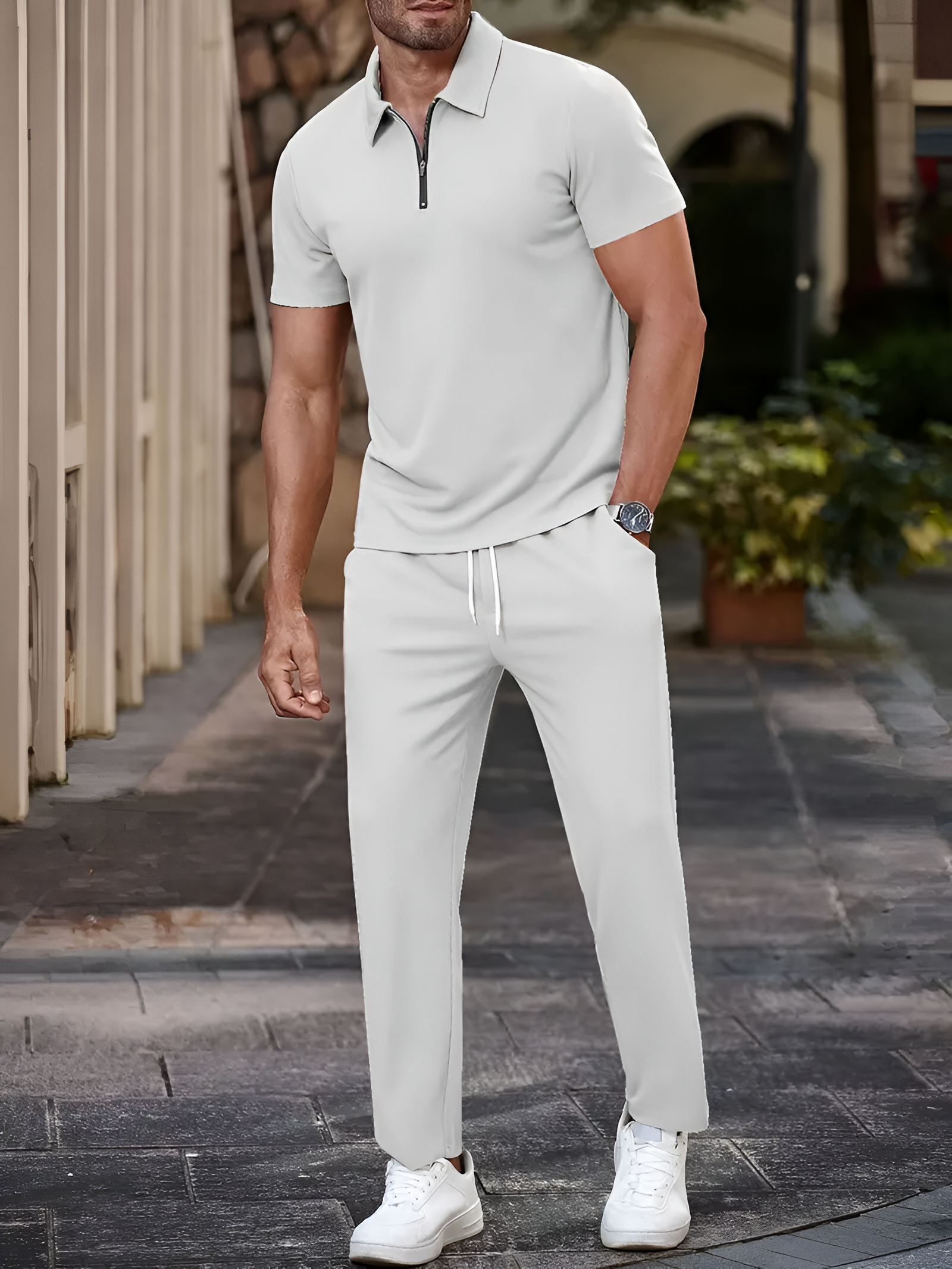 Men's Set | Stylish & Comfortable | Polo & Drawstring Trousers | Versatile Charm
