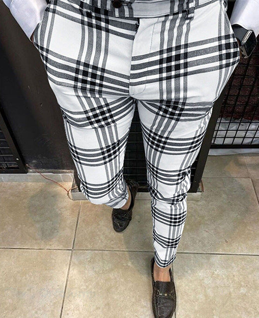 Men's Trousers | Slim Fit | Checkered | Business & Casual