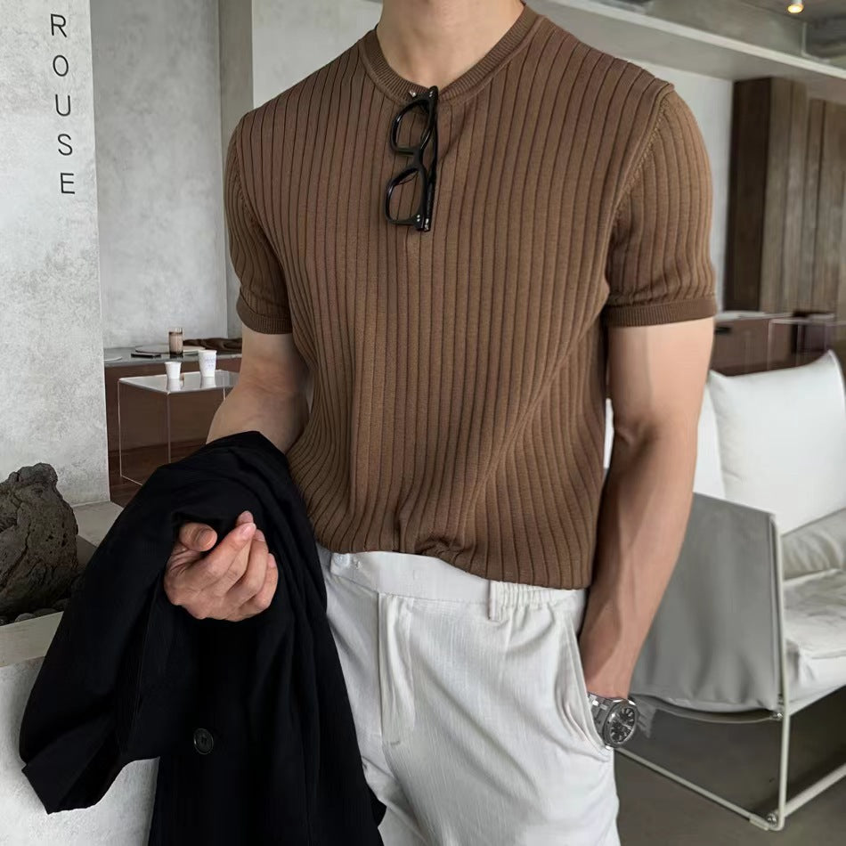Men's Summer Set | T-shirt & Trousers | Cotton | Round Neck & Short Sleeves