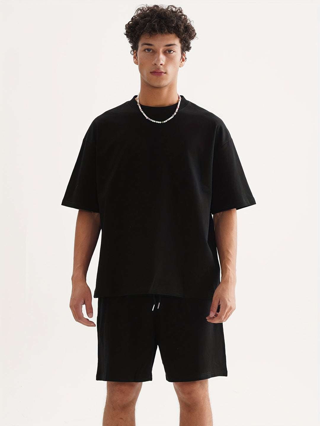 Slim and Casual Men's 2-Piece Solid Coloured T-Shirt and Short Summer Set | Joas