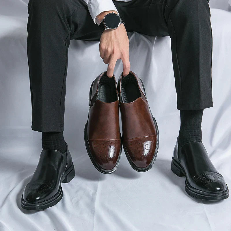 Classic Genuine Leather Slip-On Dress Shoes for Men with Elegant Finish | Quinn