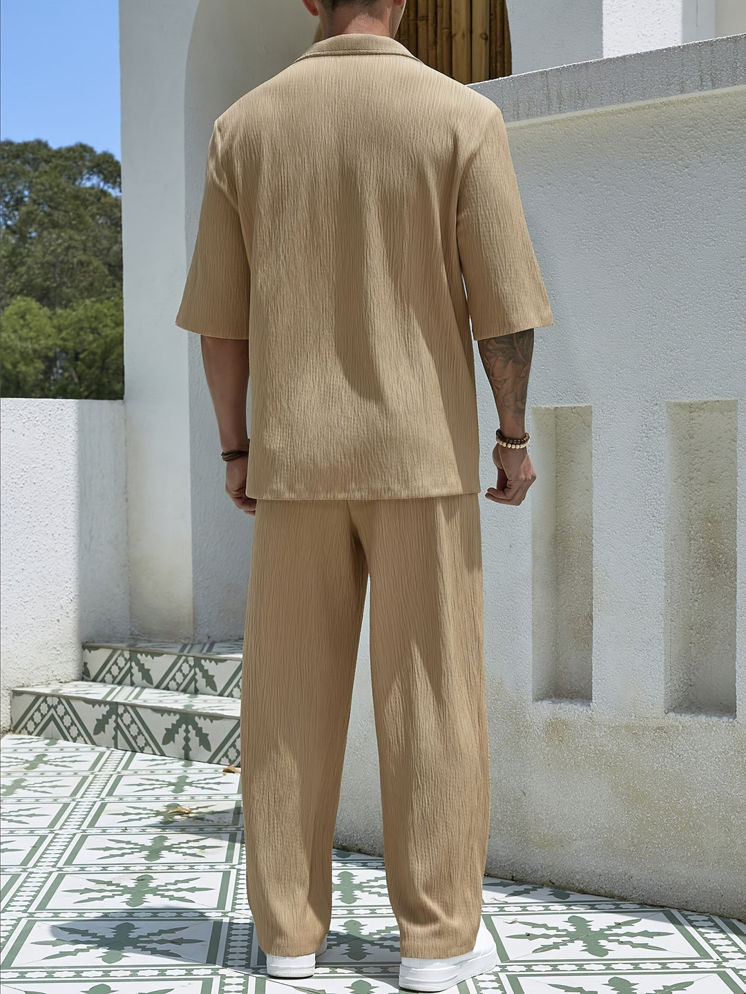 Men's Two-piece Set | Half-Sleeve Shirt & Pants | Casual & Comfortable