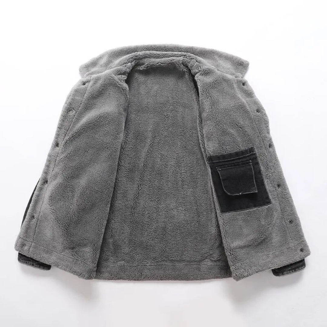 Chic denim jacket with fleece collar for ultimate warmth and timeless elegance | Fabian