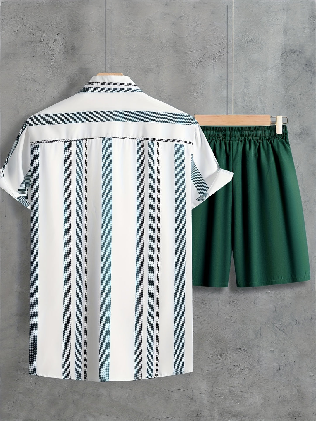 Men's Summer Set | Baroque Striped Shirt & Drawstring Shorts | Retro & Stylish