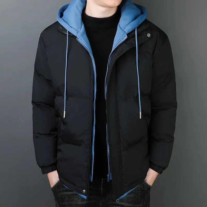 Comfortable and protective thick cotton jacket with windproof hood for men | Bram