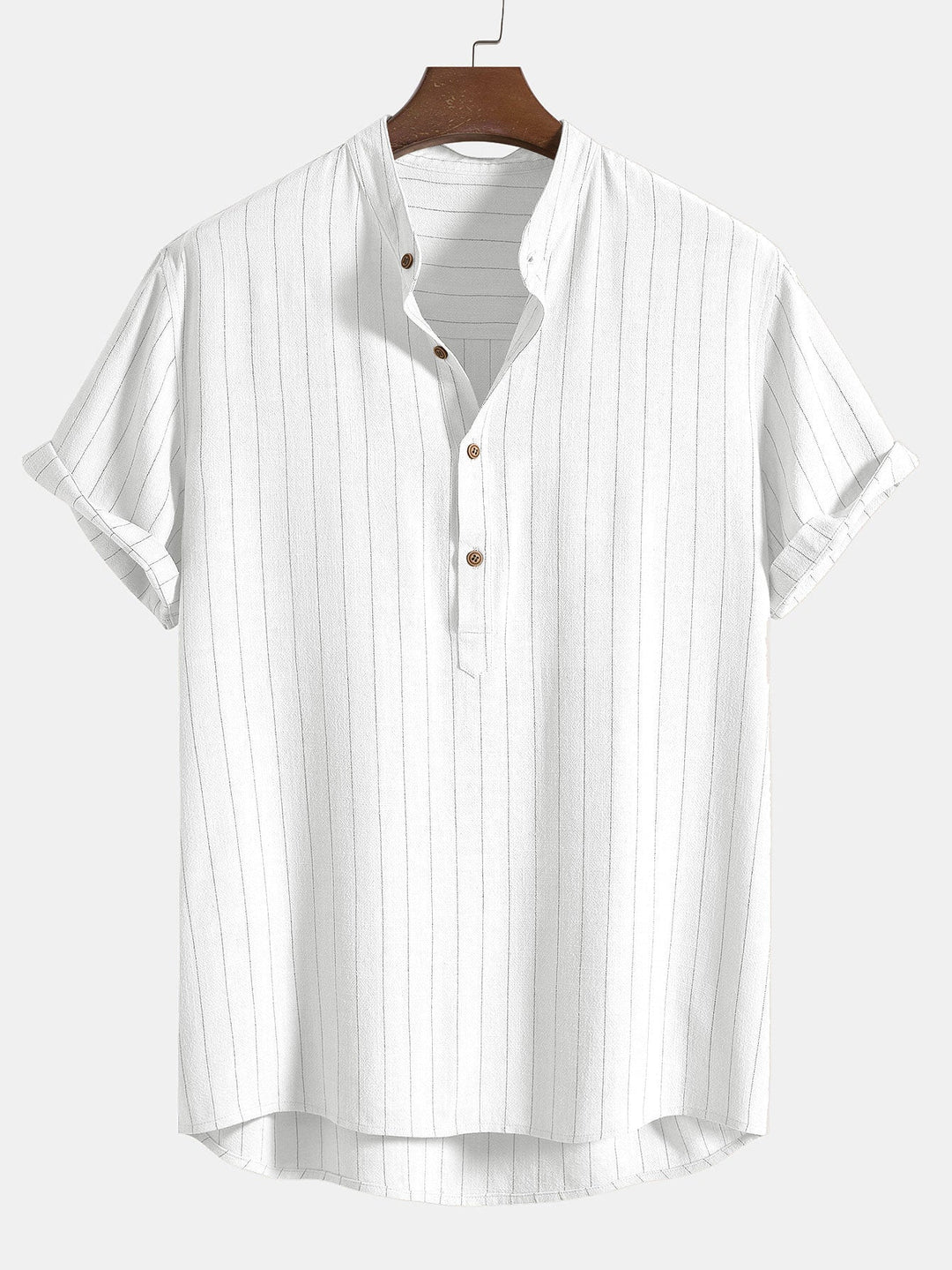 Men's Summer Set | Short-sleeved Shirt & Trousers | Classic & Casual with Stand-up Collar