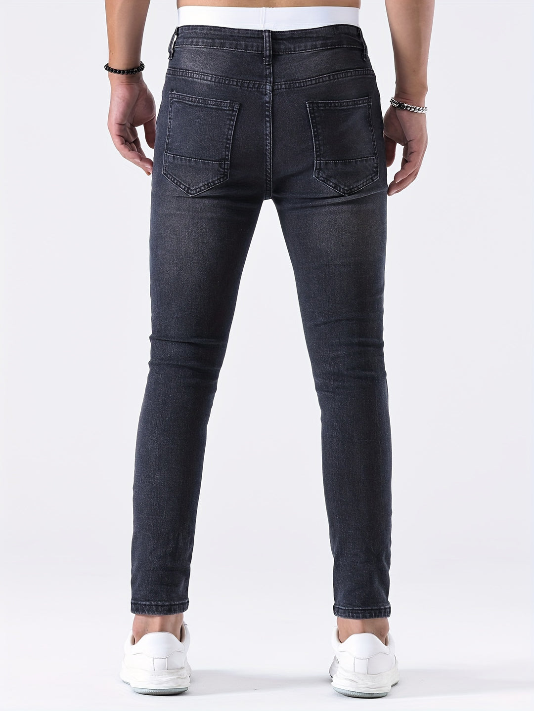 Men's Slim Fit Jeans | Distressed & Washed | Medium Stretch | Denim