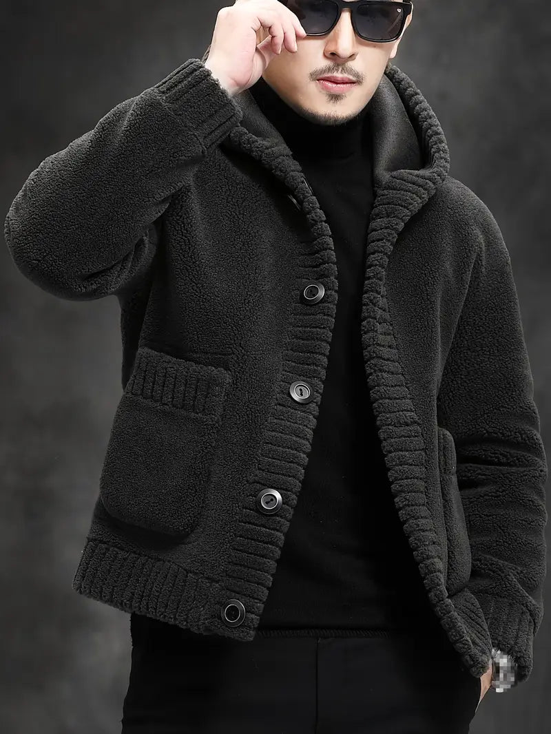 Cosy and stylish men's hooded knitted jacket with modern touch | Jason