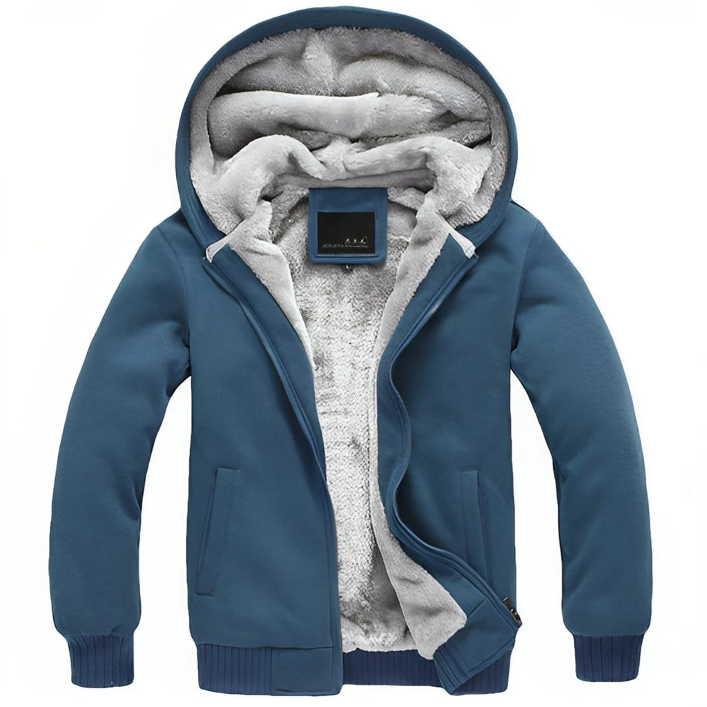 Cosy and fluffy men's zipped jacket with hood for ultimate warmth and comfort | Moos