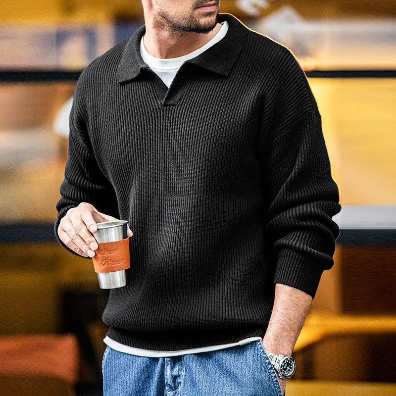 Knitted men's polo jumper with sophisticated style and timeless elegance | Tim