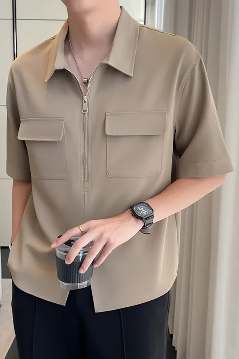 Casual and stylish men's zipped shirt with slim style and trendy design | Julius