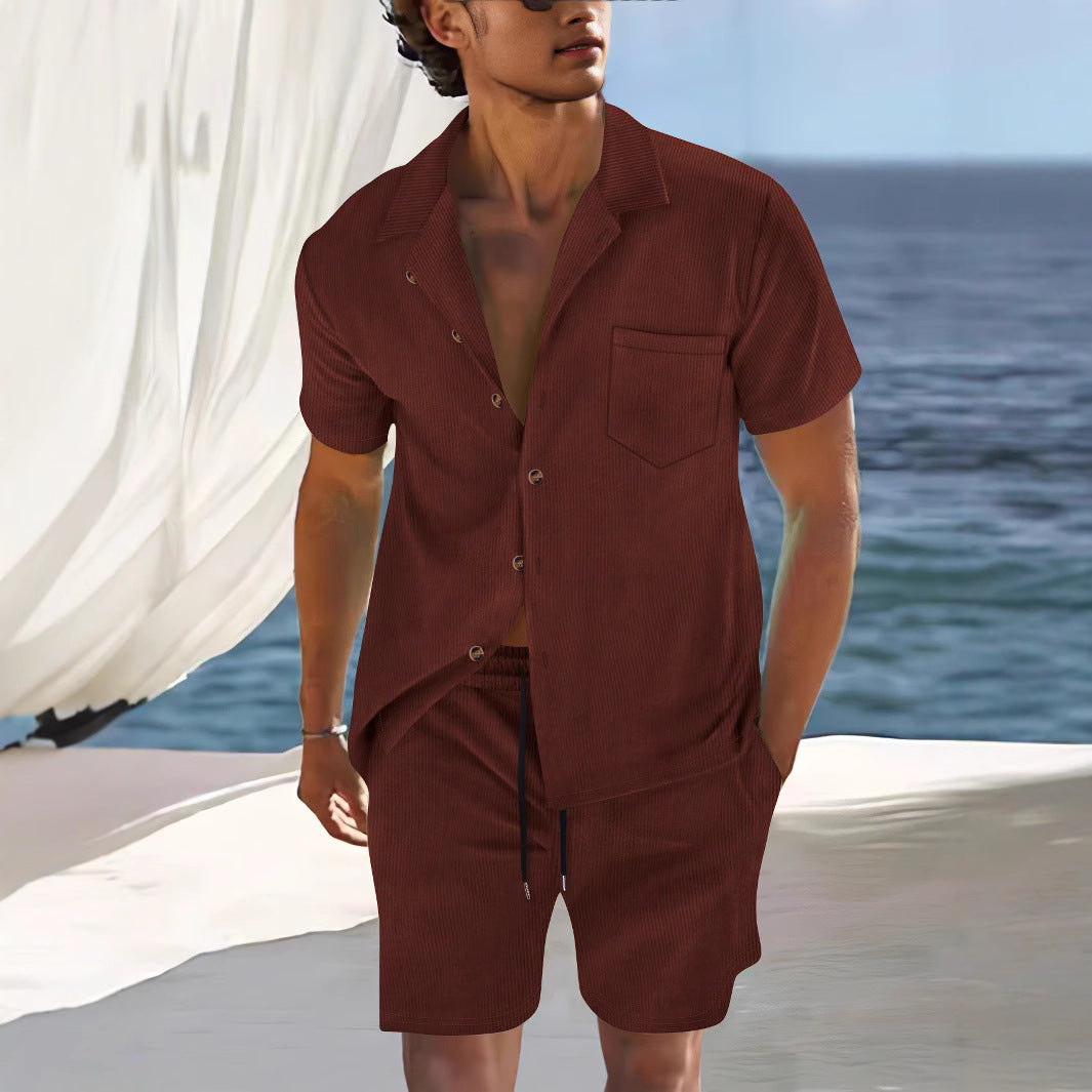 Men's Summer Set | Linen look | Shirt & Shorts | Breathable & Beach-ready