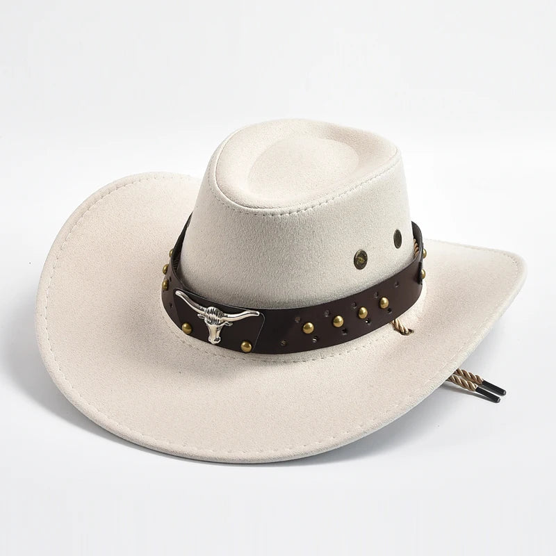 Cowboy Hat | Classic Model | Vegan Leather & Braided Chinstrap | Adjustable Design
