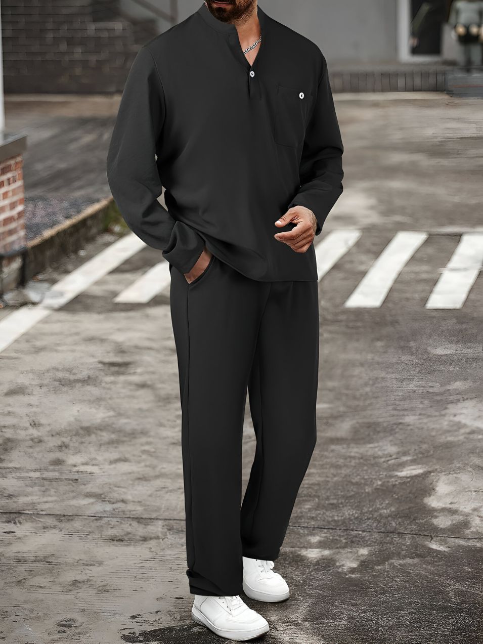 Men's Tracksuit | Stylish & Comfortable | Modern Collar & Soft Fabric
