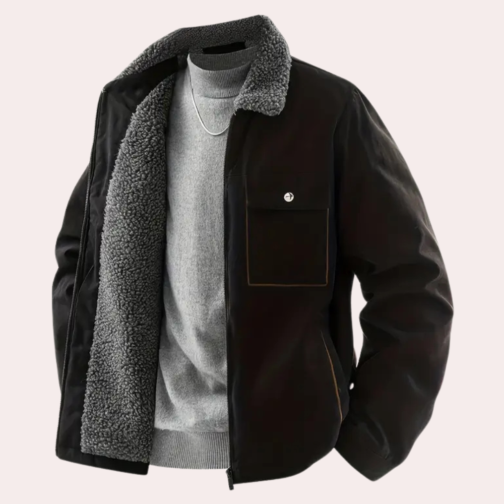 Elegant and stylish men's winter coat with cosy fleece collar and modern design | Fedde