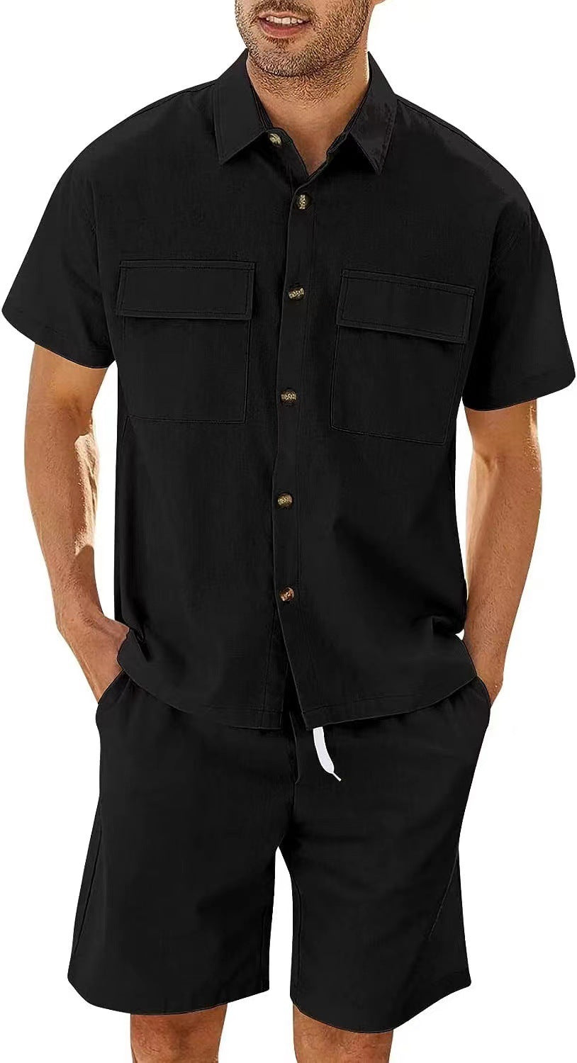 Men's Set | Rib Fabric & Cargo Details | Lightweight & Breathable | Streetwear Summer Look
