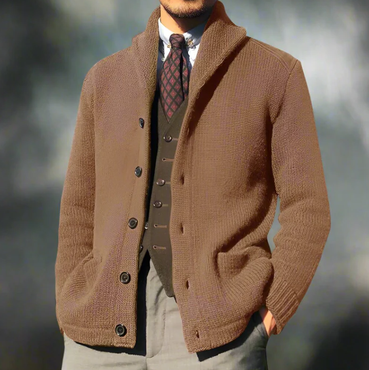 Classic and stylish knitted jacket with button closure and refined design for men | Daan