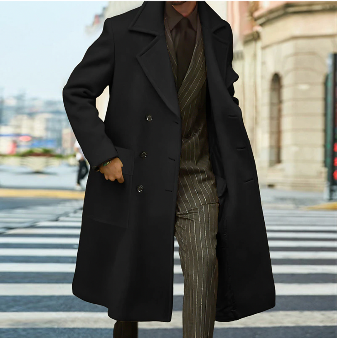 Luxury men's long winter coat with elegant warmth and sophisticated design | Nolan