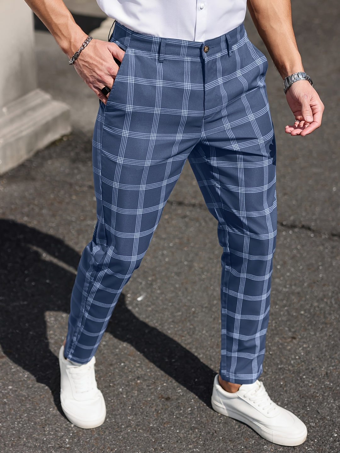 Men's Trousers | Checkered Design | Straight Leg | Comfort & Pockets | Spring & Autumn