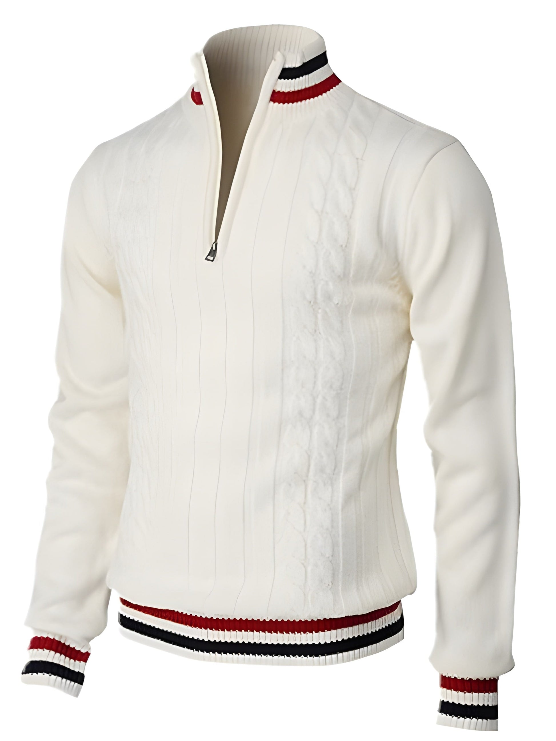 Men's - Sweater - Polyester - Chunky Knitted - Slim Fit & Col Zips