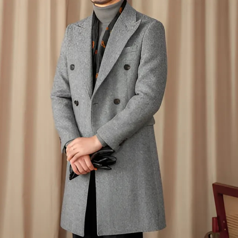 Classic double-row wool winter coat for men with timeless elegance and warmth | Casper
