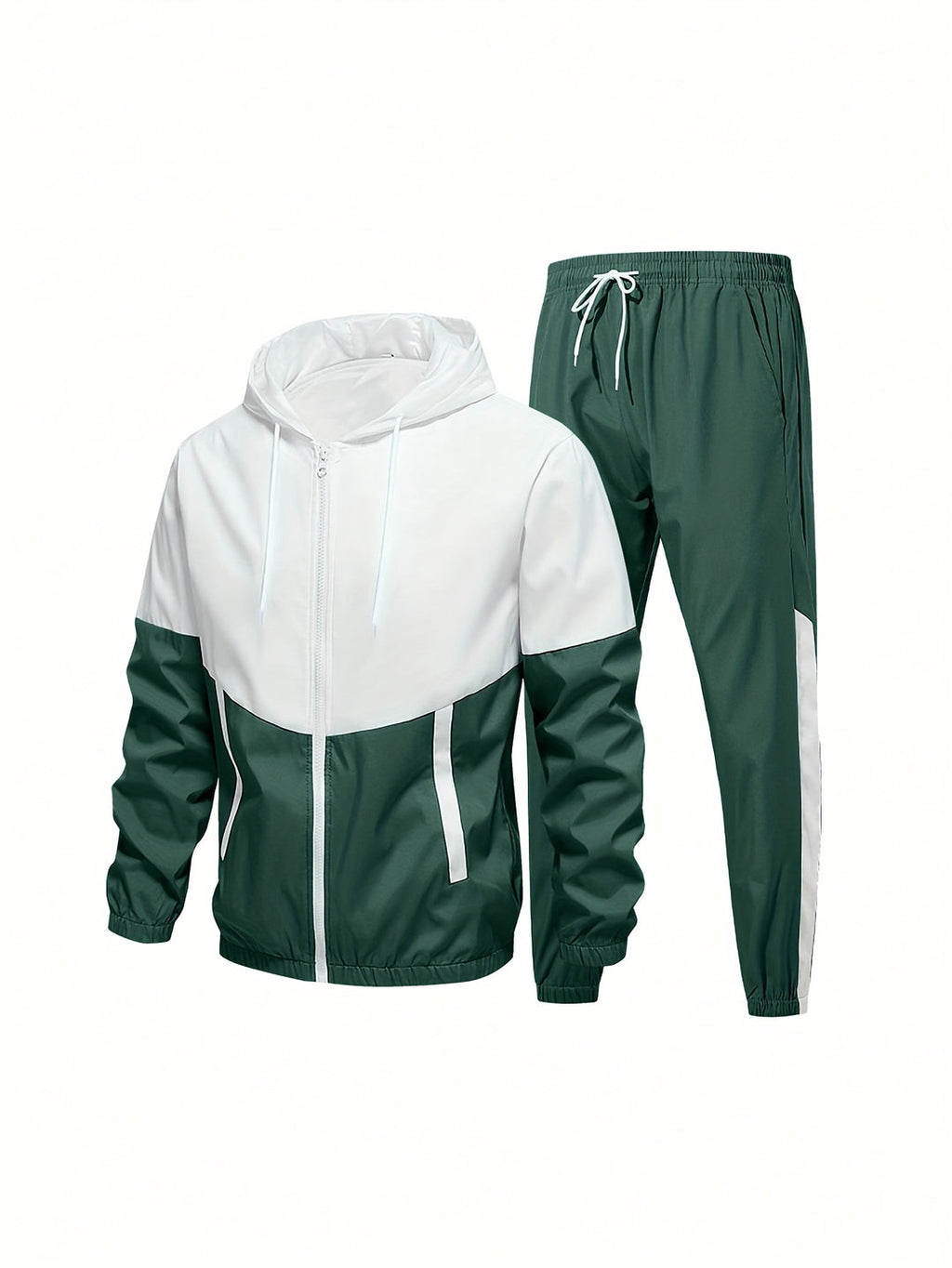Men's Sports Set | Top & Pants | With Hood & Zip | Light Elastic Polyester