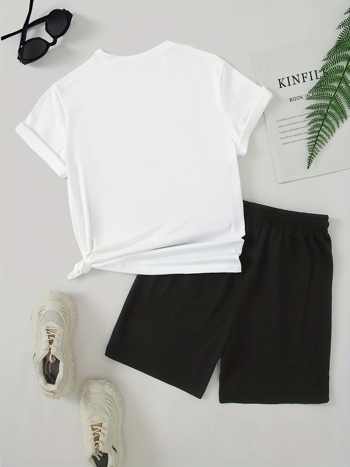 Men's Summer Set | Big Smile Print | T-shirt & Drawstring Shorts | Casual & Trendy