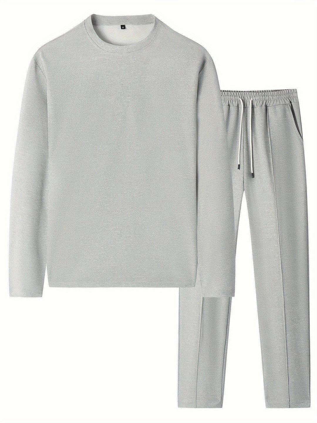 Men's Two-piece Set | Waffle Pattern Sweatshirt & Pants | Casual & Comfortable