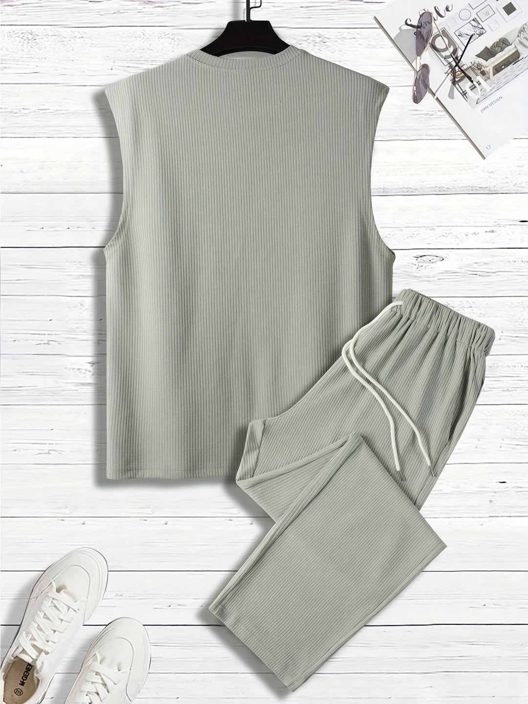 Men's set | Sleeveless Tank Top & Trousers with Drawstring | Casual Summer Comfortwear