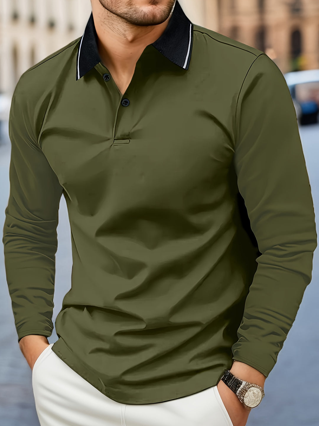 Men's Casual Rugby Shirt | V-neck & Long Sleeves | Spring & Autumn | Polo