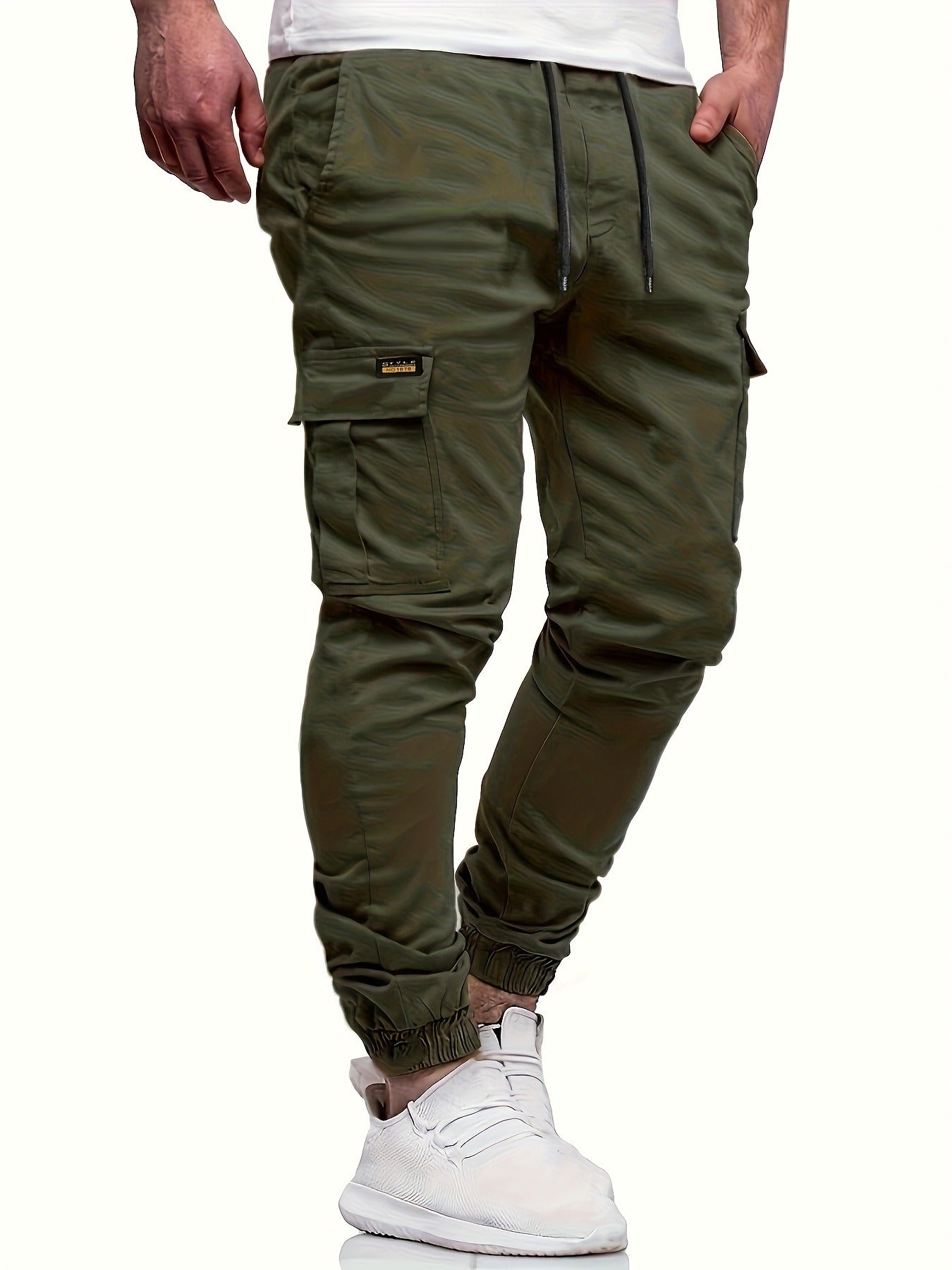 Men's Casual Cargo Trousers | Elastic Waist | Side Pockets | Comfortable for Outdoor Activities