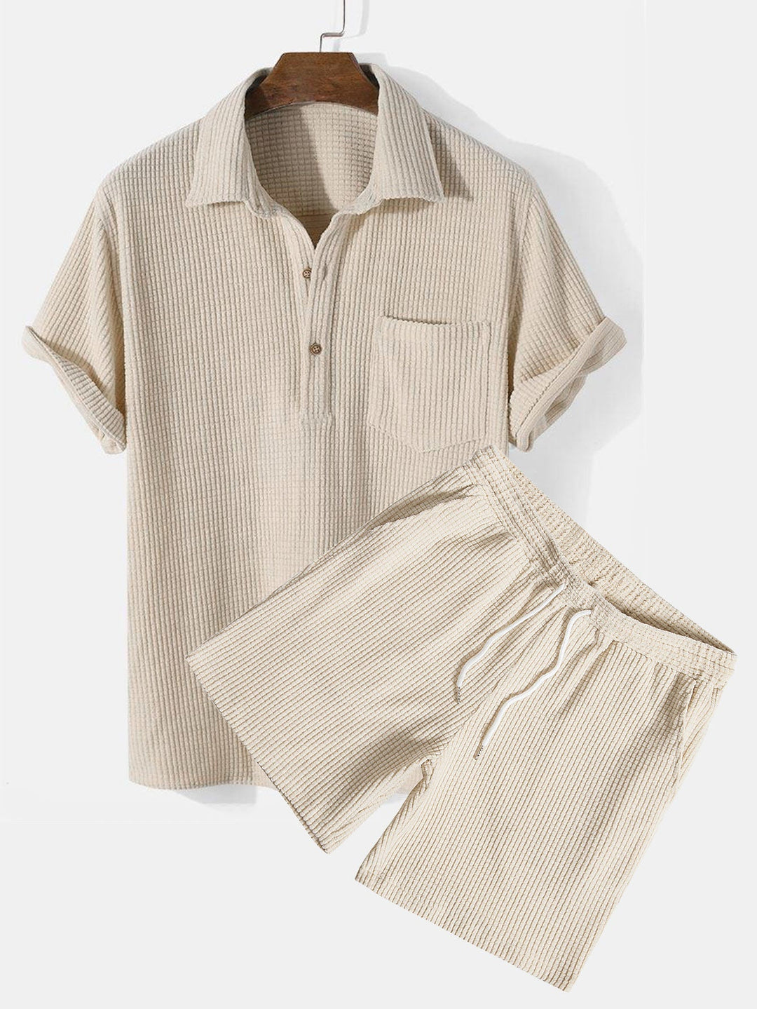 Stylish waffle polo and shorts set for effortless comfort and modern elegance | Finn