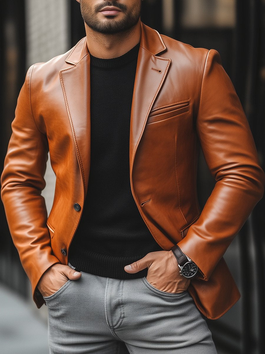 Elegant and stylish leather jacket for men with unique design and modern charm | Florian