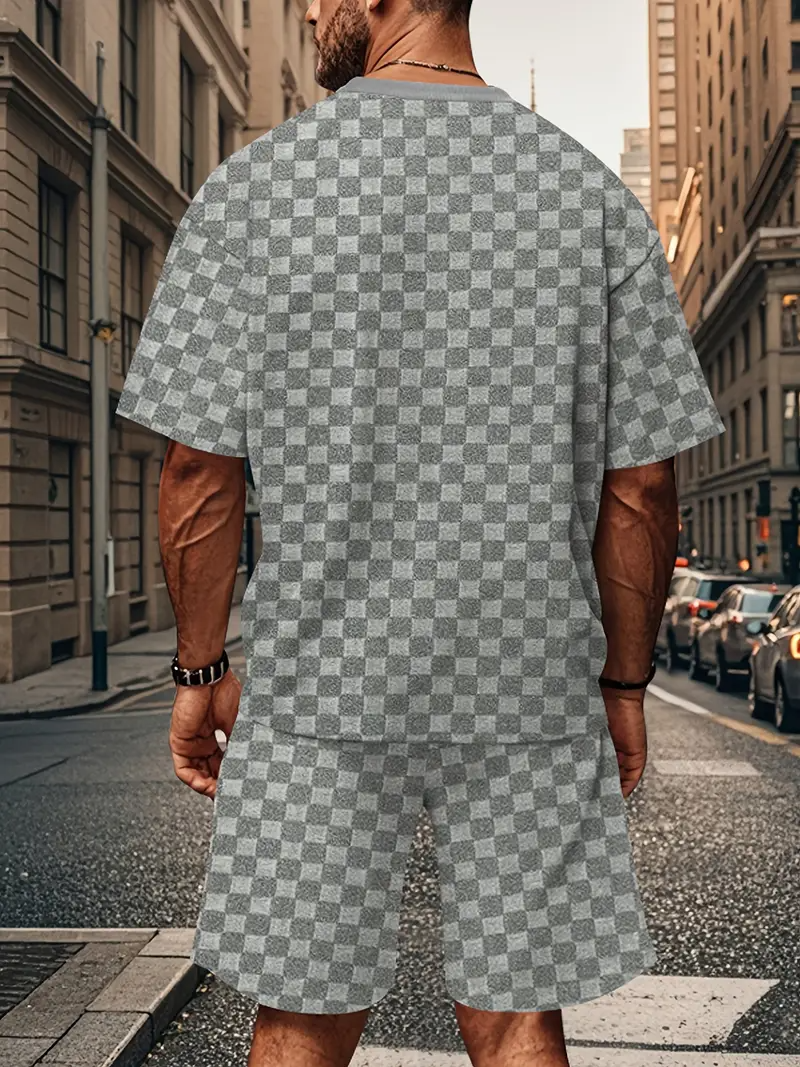 Men's Set | Trendy & Comfortable | Checkered Overall & Leisure Set | 2-Piece