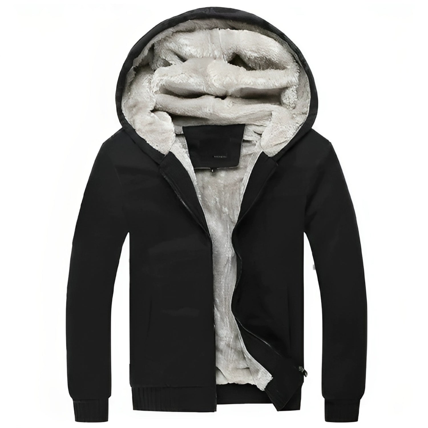 Cosy and fluffy men's zipped jacket with hood for ultimate warmth and comfort | Moos