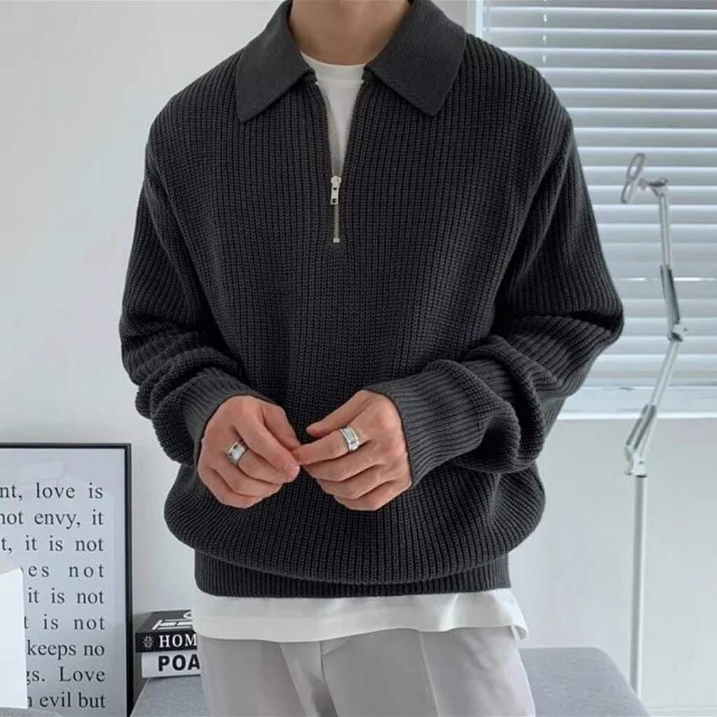 Elegant Half-Zip winter jumper for men with refined style and timeless warmth | Ezra
