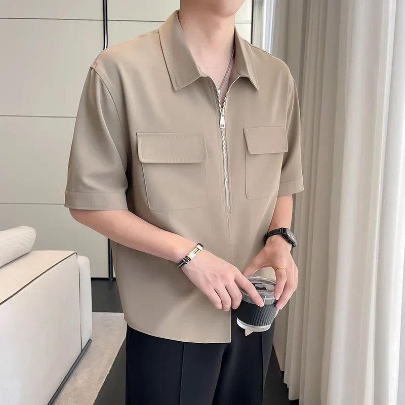 Casual and stylish men's zipped shirt with slim style and trendy design | Julius