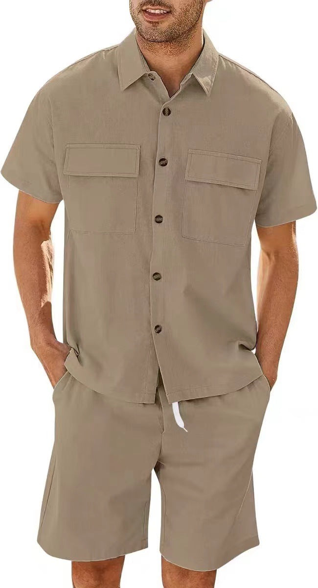 Men's Set | Rib Fabric & Cargo Details | Lightweight & Breathable | Streetwear Summer Look