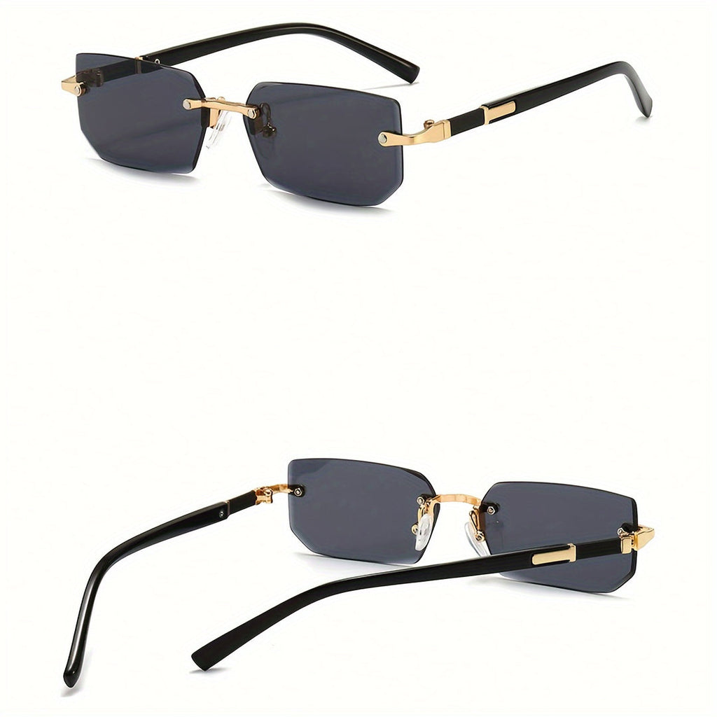 Vintage square frameless glasses for men with stainless steel frame and PC lenses | Oliver