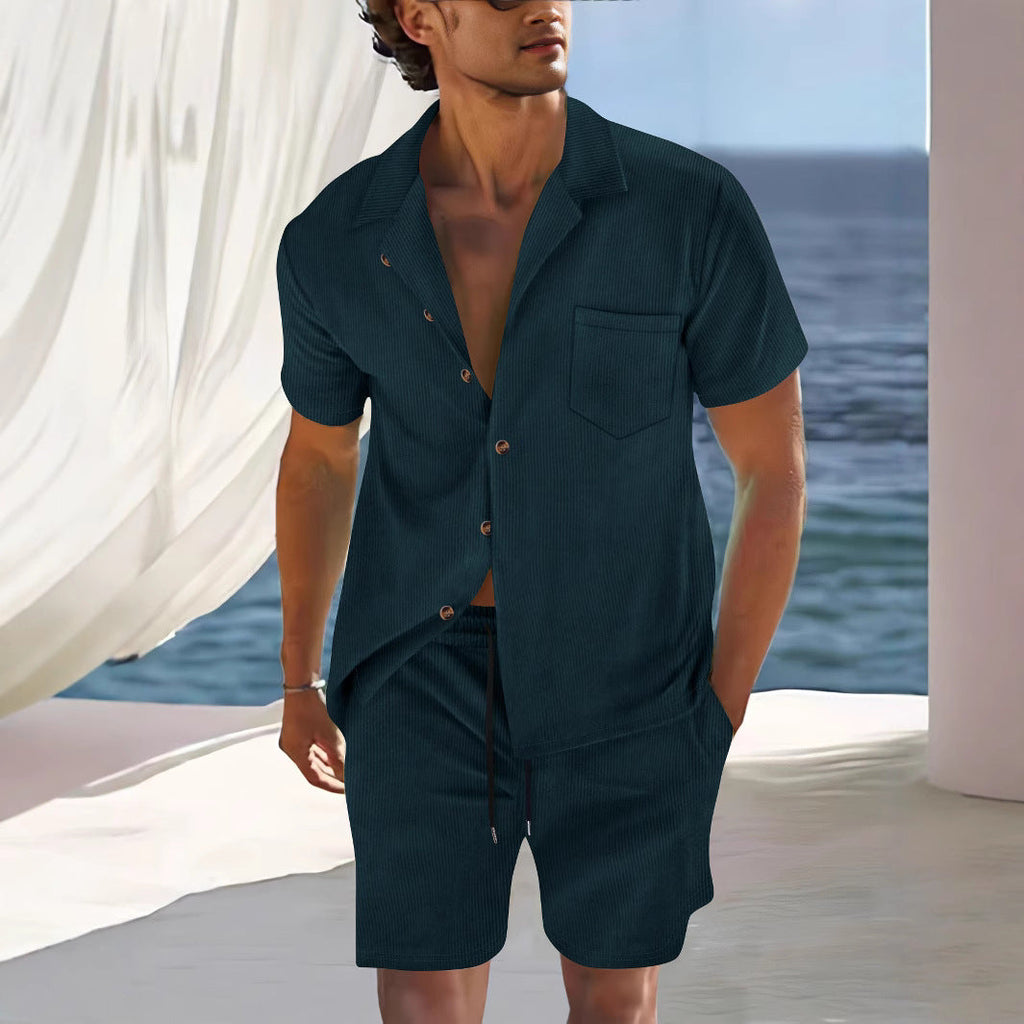 Men's Summer Set | Linen look | Shirt & Shorts | Breathable & Beach-ready